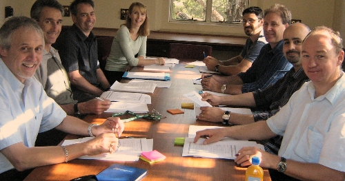 L-R Andy Thompson, Geoff McFadden, Nick Smith, Una Ryan, Alex Loukas, Mal Jones, Kevin Saliba and Simon Reid